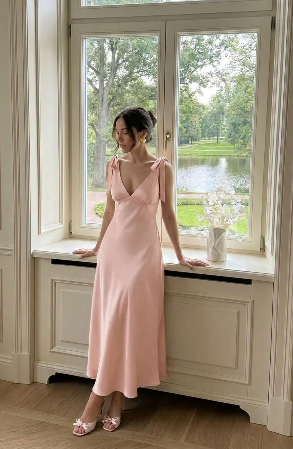 Tie Shoulder Wedding Guest Maxi Dress