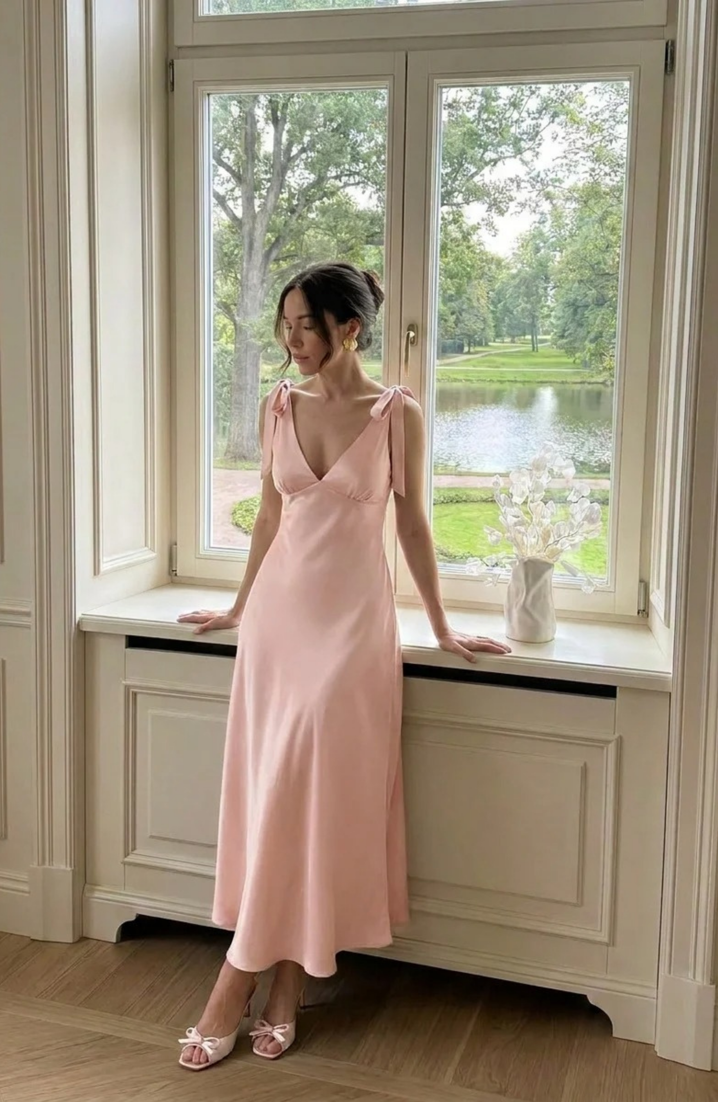 Tie Shoulder Wedding Guest Maxi Dress