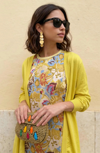 Printed Maxi Dress with Matching Cardigan