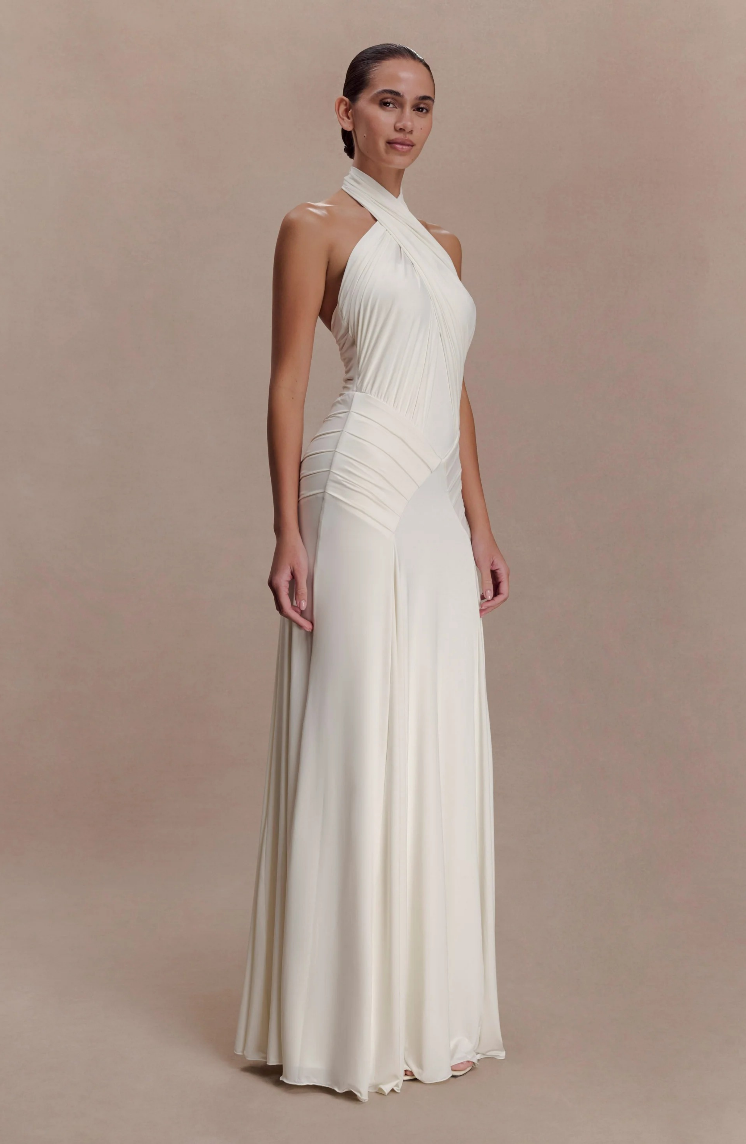 Ibiza Draped Halter Maxi Dress