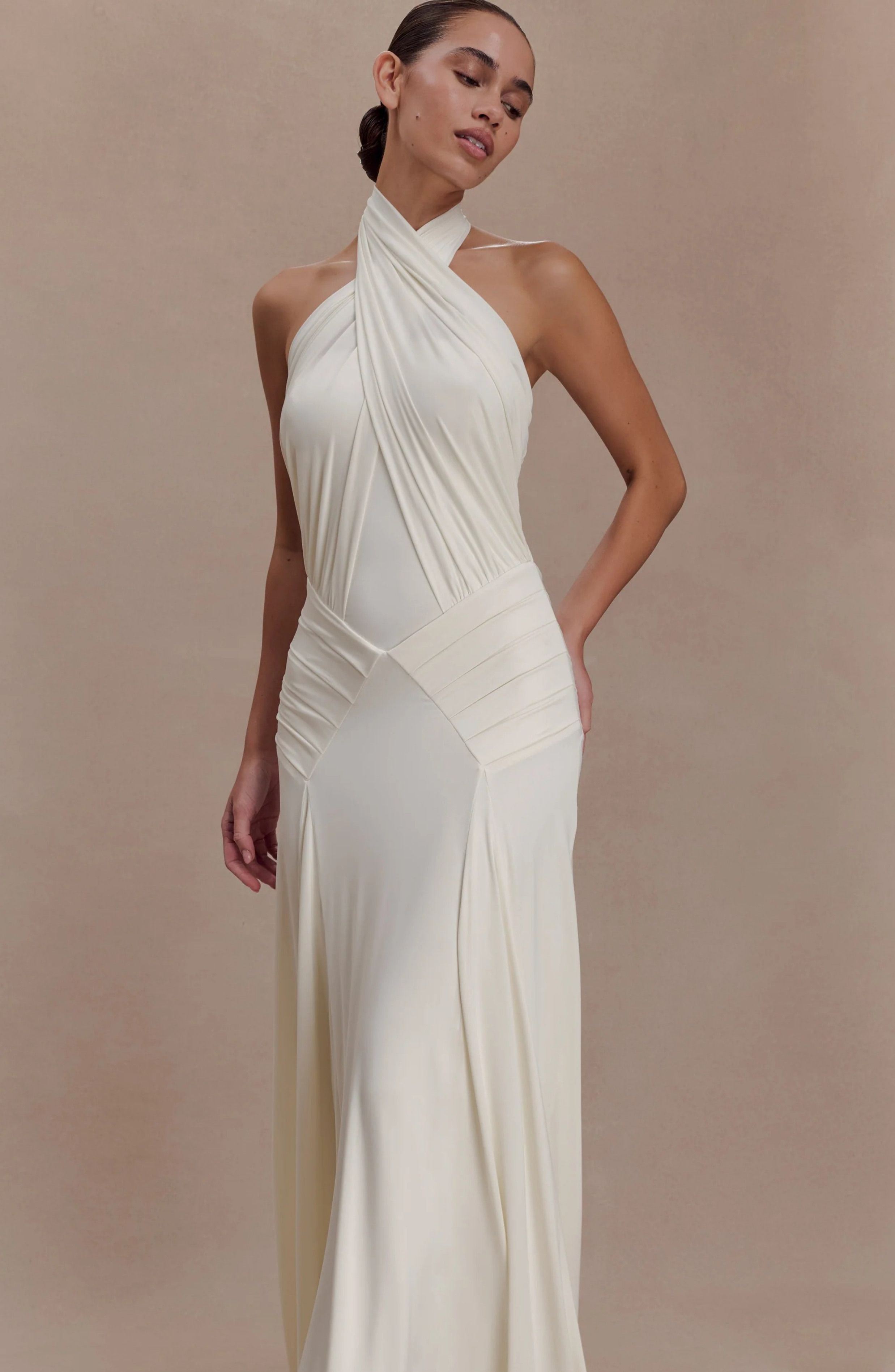 Ibiza Draped Halter Maxi Dress