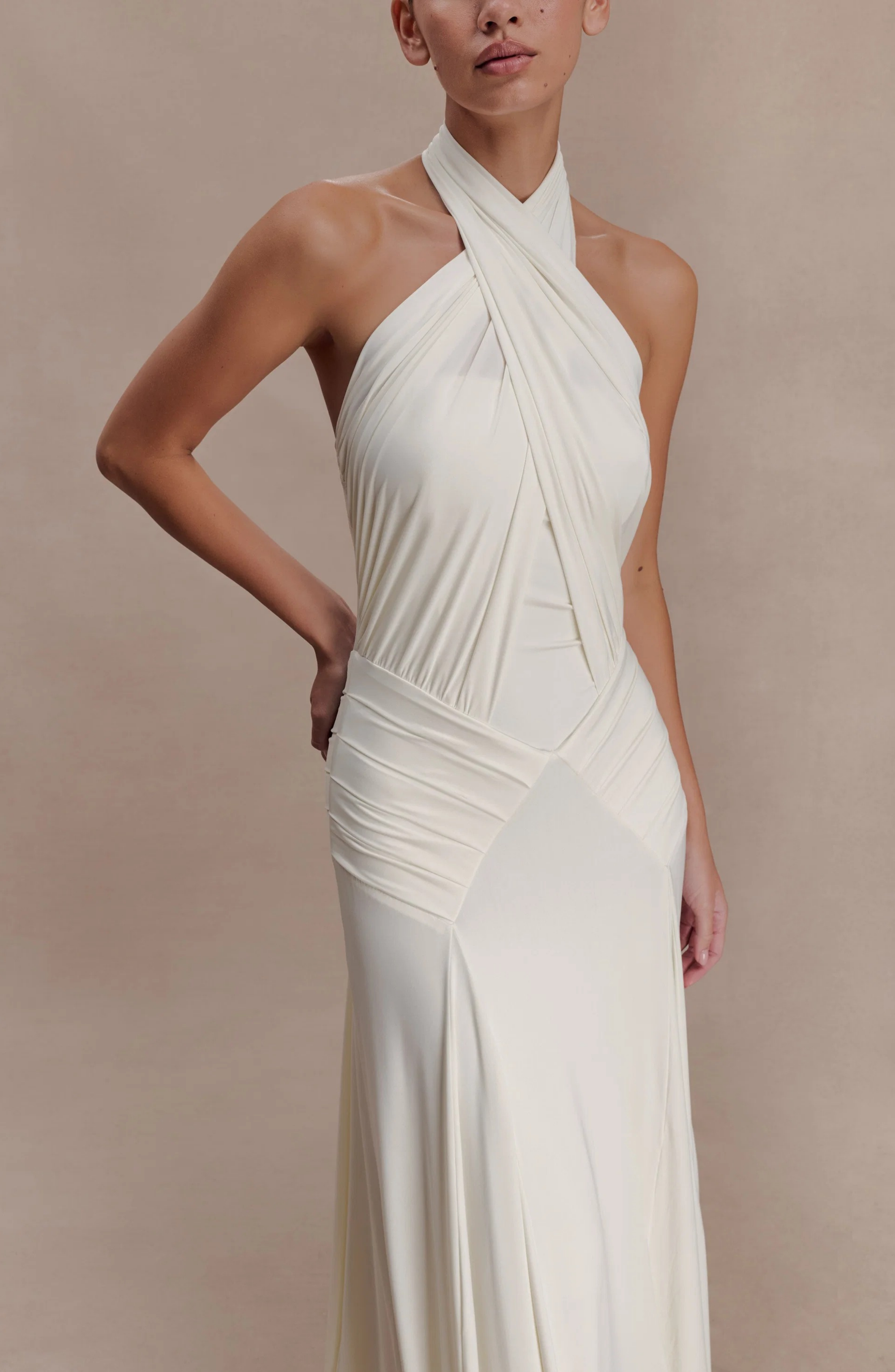 Ibiza Draped Halter Maxi Dress