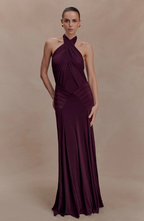 Ibiza Draped Halter Maxi Dress