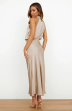Satin Halter Neck Maxi Dress