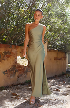 One Shoulder Wedding Guest Maxi Dress