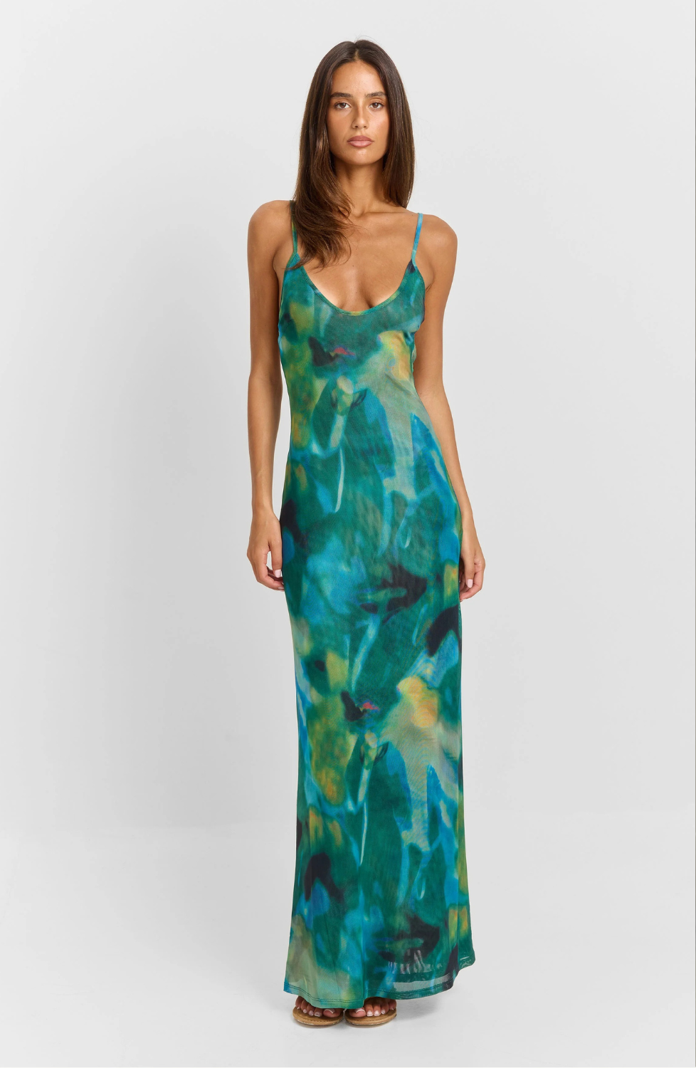 Open Back Printed Maxi Dress