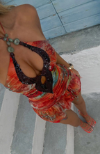 Ruched Mini Dress with Sequin Front Detail