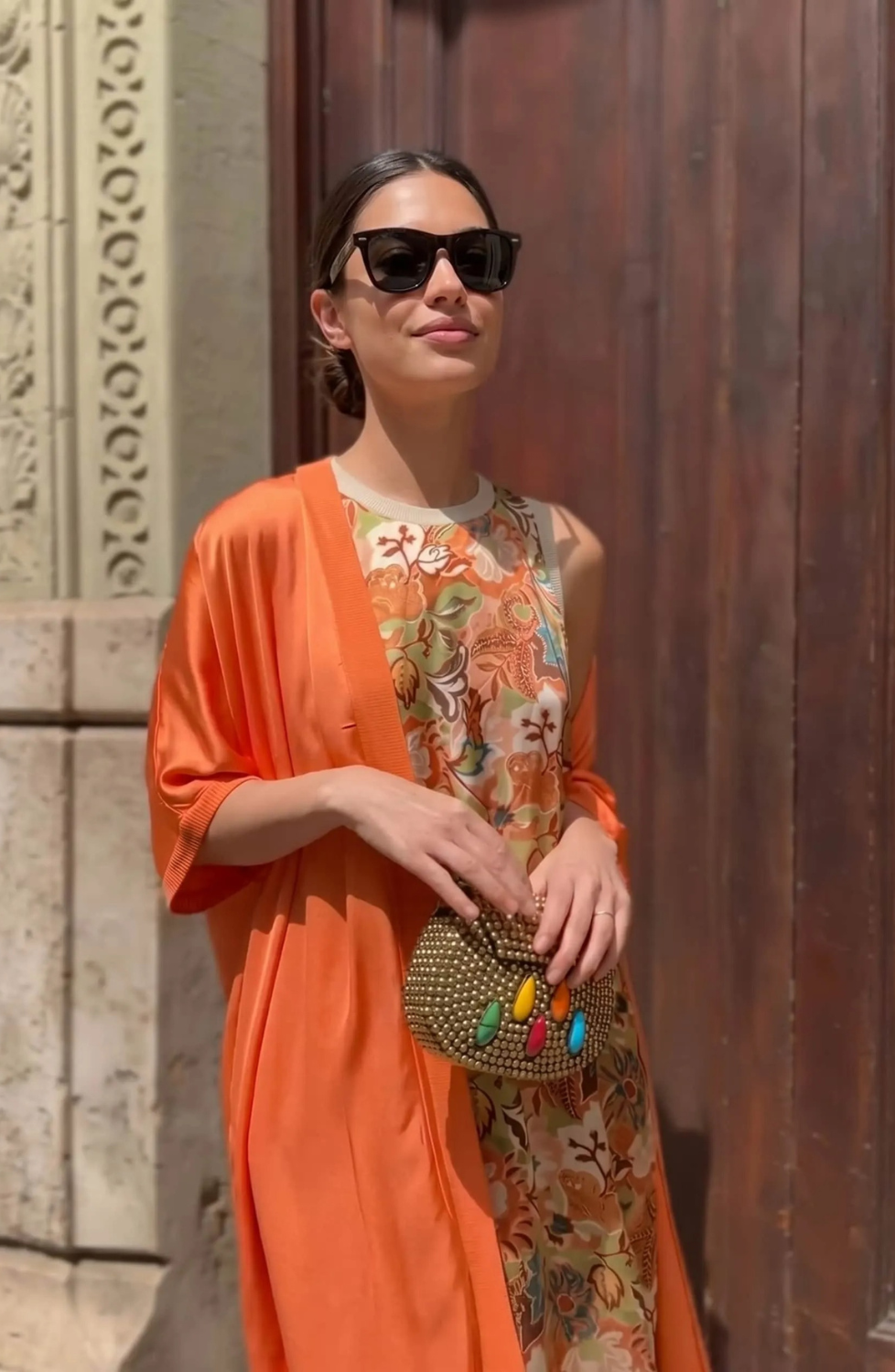 Printed Maxi Dress with Matching Cardigan