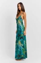 Open Back Printed Maxi Dress