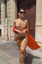 Printed Maxi Dress with Matching Cardigan