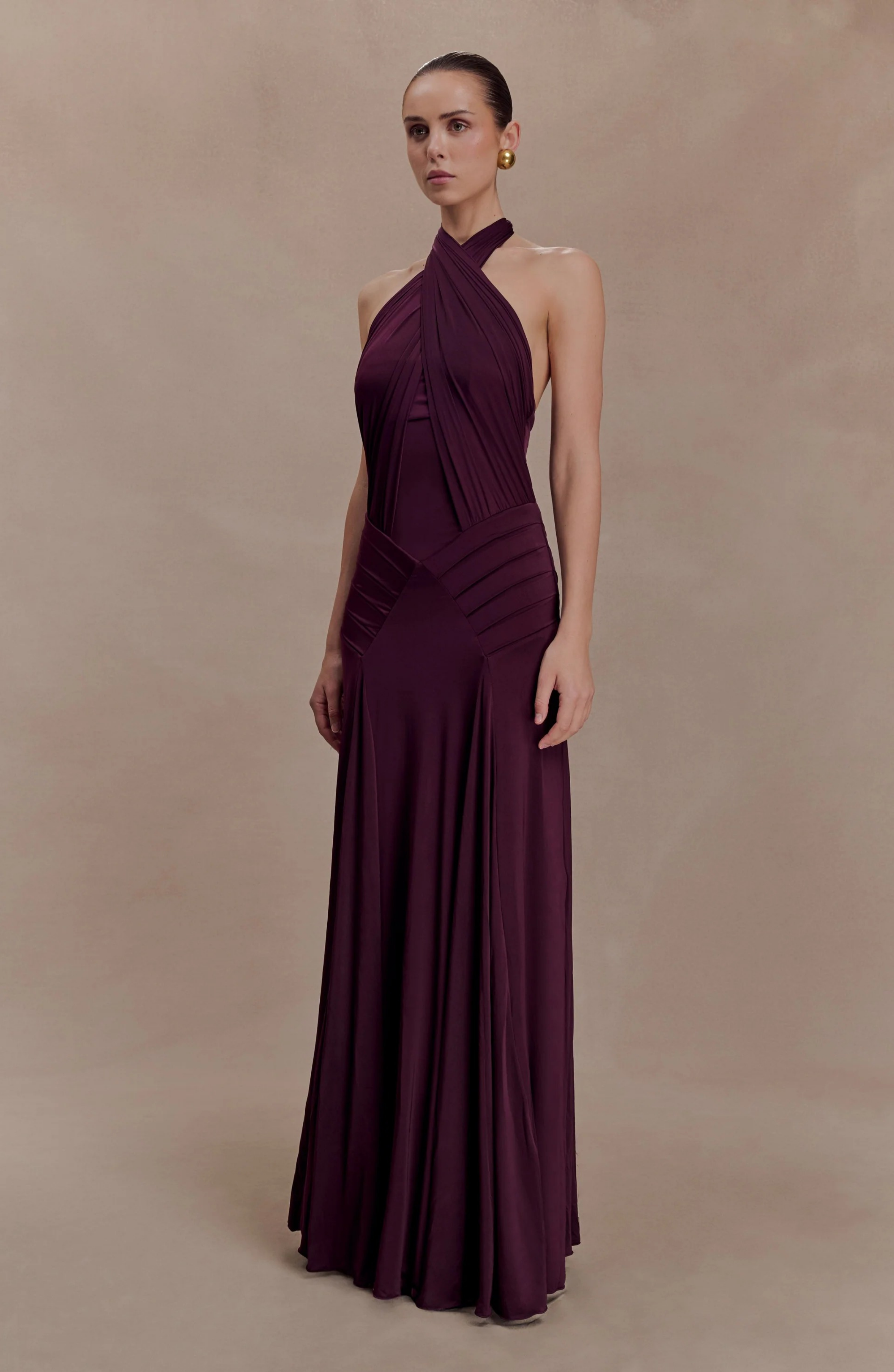 Ibiza Draped Halter Maxi Dress