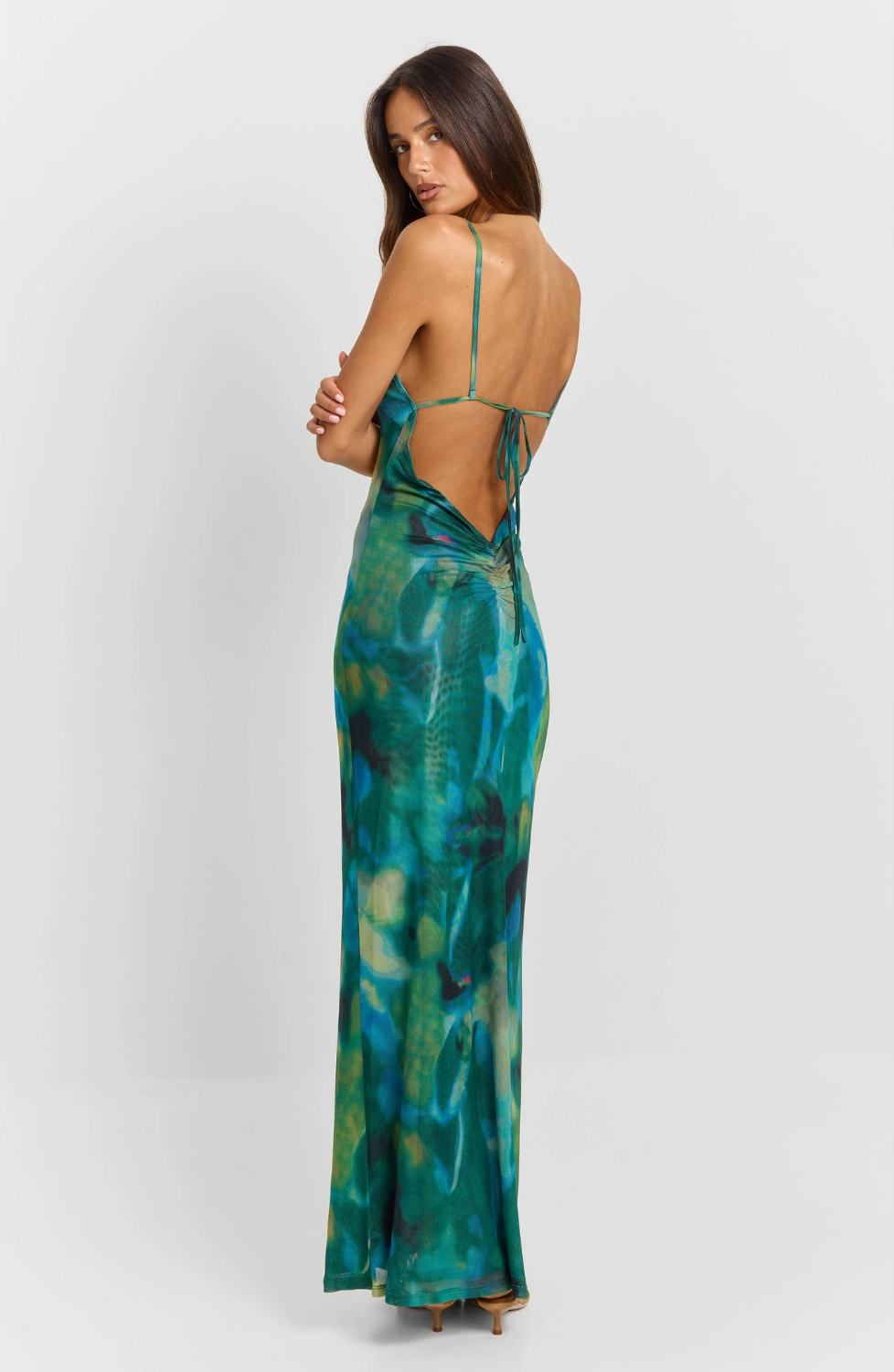 Open Back Printed Maxi Dress