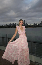 Floral Cut Out Wedding Guest Maxi Dress