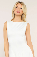 White Sleeveless Mini Dress with Twirl Skirt