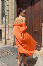 Printed Maxi Dress with Matching Cardigan