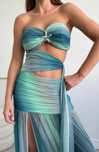Mesh Maxi Dress with Cut Out Detail