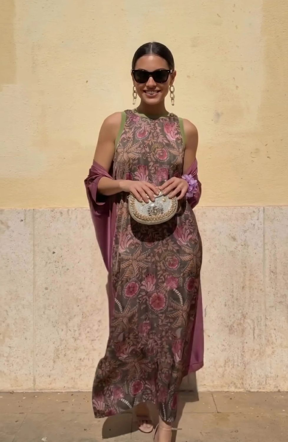 Printed Maxi Dress with Matching Cardigan