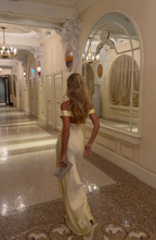 Ruched Off Shoulder Satin Maxi Dress