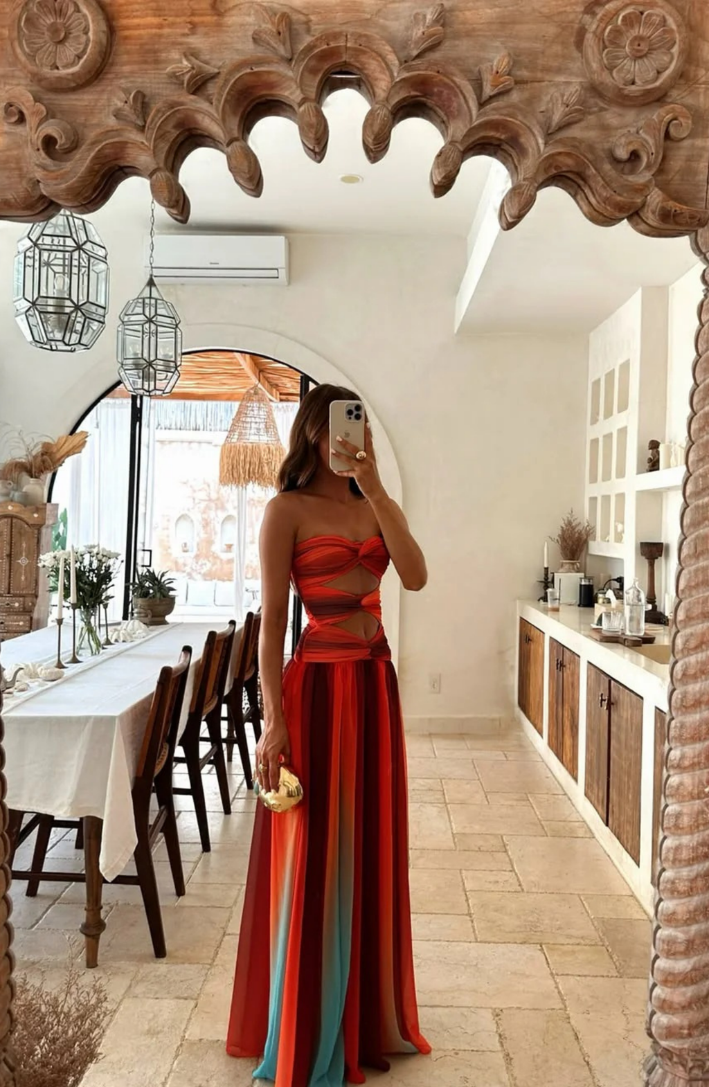 Mesh Maxi Dress with Cut Out Detail