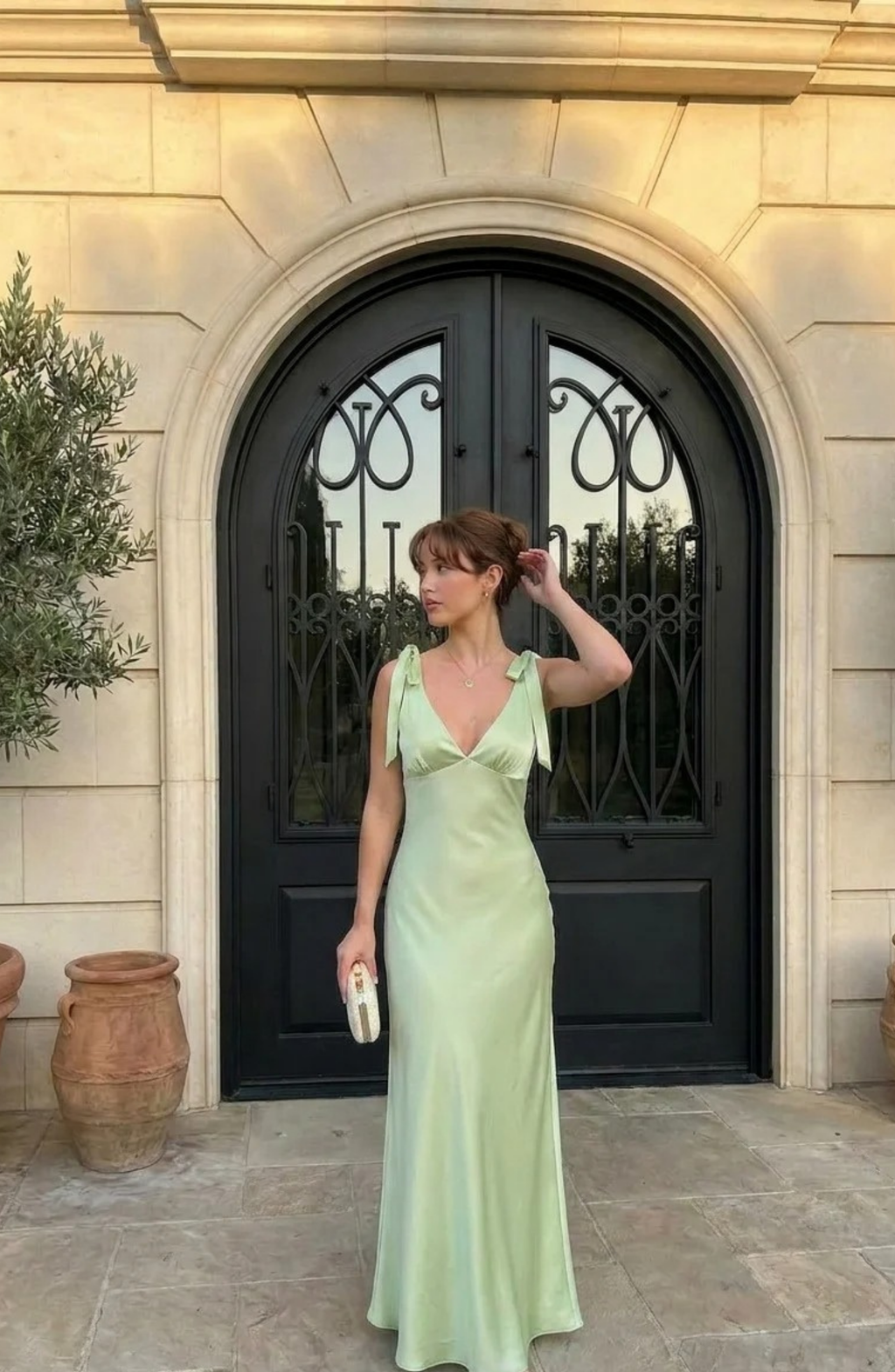 Tie Shoulder Wedding Guest Maxi Dress